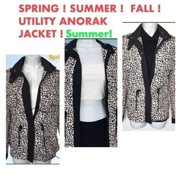 Vigoss Women Leopard Print Lightweight Anorak Multi Pockets Utility Jack… - Picture 1 of 15